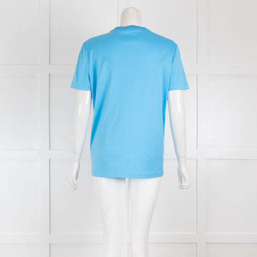 Loro Piana Blue T-Shirt with Logo Motif