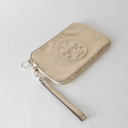 Tory Burch Gold Perry Bombe Metallic Wristlet Pouch