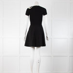 Valentino Black Skater Dress With Flower Applique