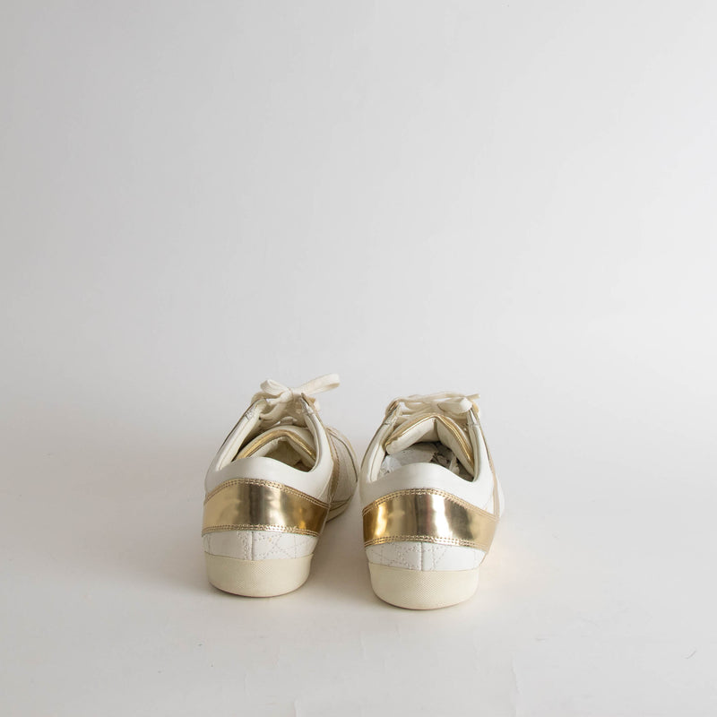 Christian Dior White Gold Leather Trainers