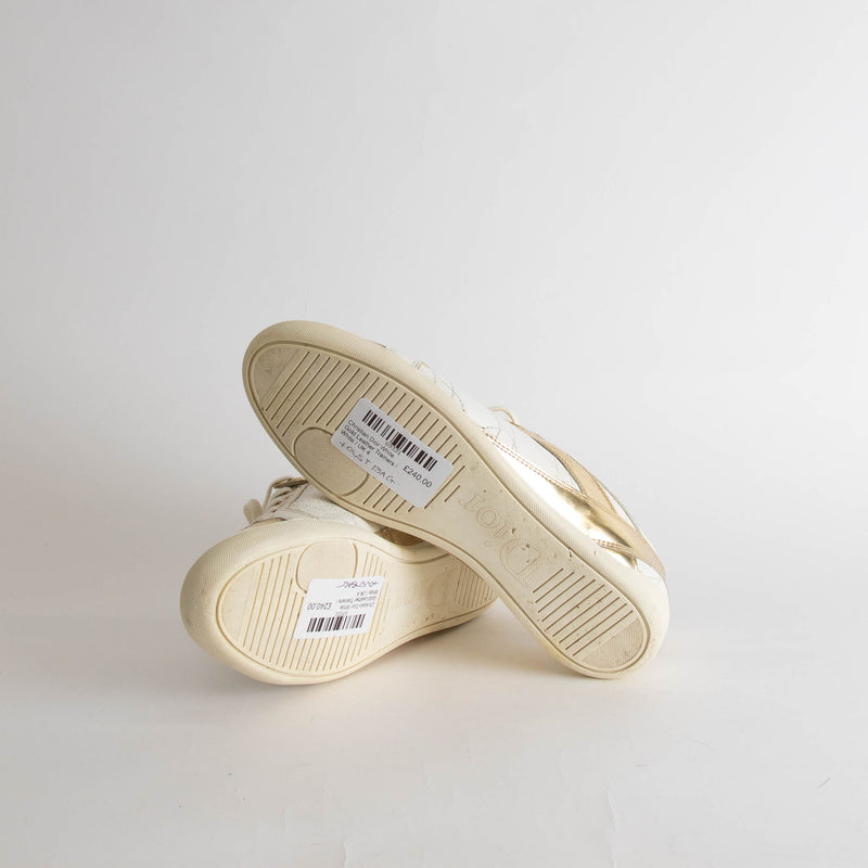 Christian Dior White Gold Leather Trainers