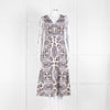 VERONICA BEARD White, Brown, Blue Pattern Cotton Sleeveless Dress
