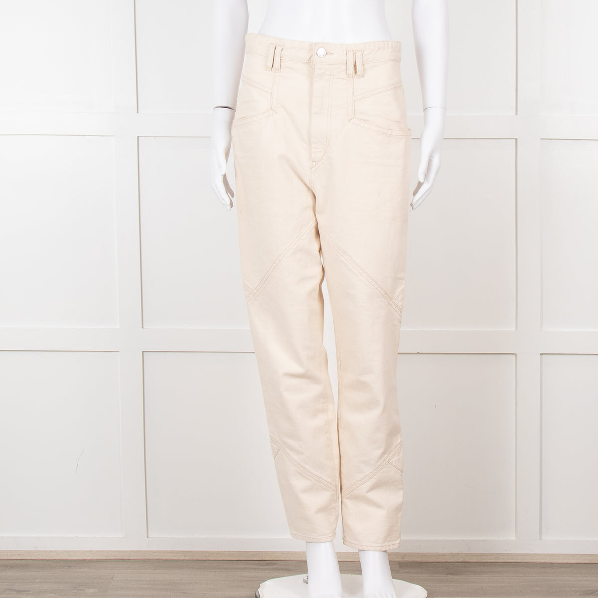 Isabel Marant Cream Embroidered Pocket Detail Jeans
