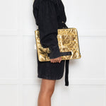 Chanel Gold Crinkle Large 'Femenine Mais Femeniste' Clutch