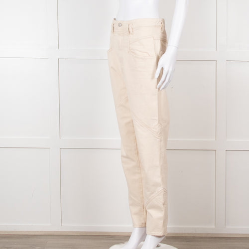 Isabel Marant Cream Embroidered Pocket Detail Jeans
