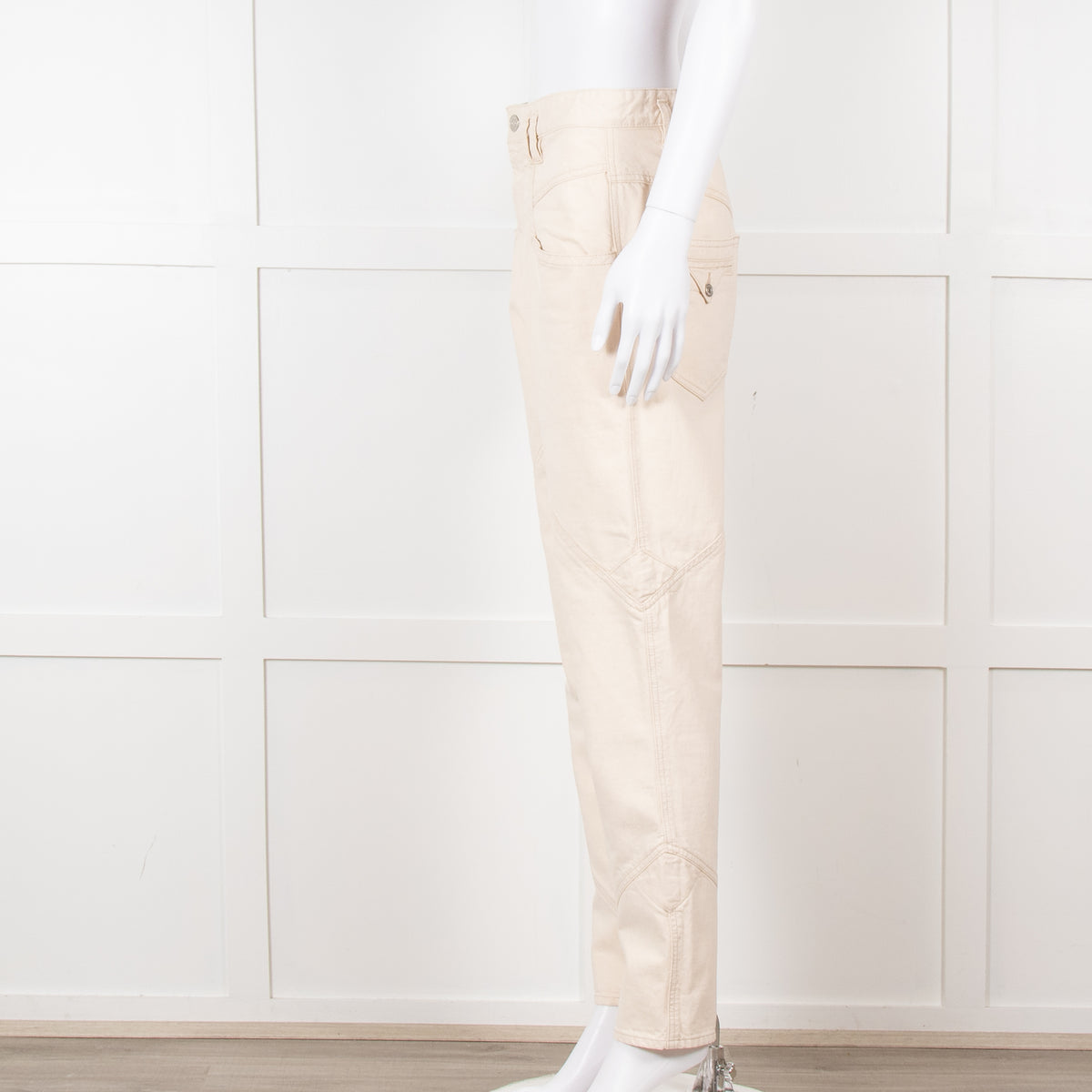 Isabel Marant Cream Embroidered Pocket Detail Jeans