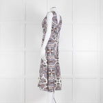 VERONICA BEARD White, Brown, Blue Pattern Cotton Sleeveless Dress