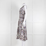 VERONICA BEARD White, Brown, Blue Pattern Cotton Sleeveless Dress