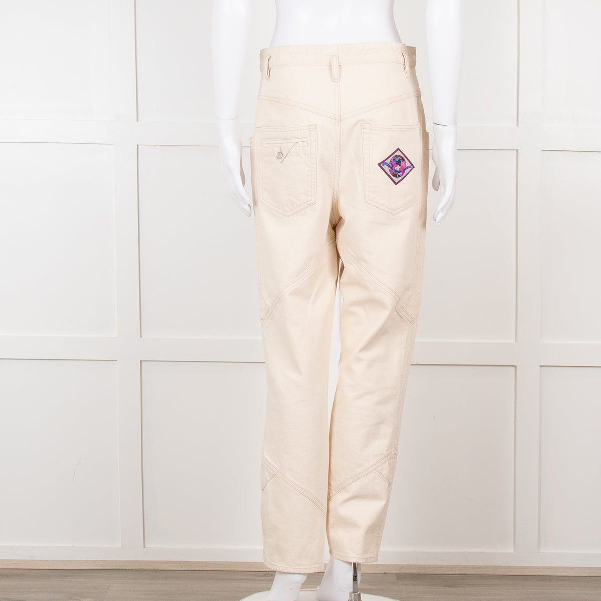 Isabel Marant Cream Embroidered Pocket Detail Jeans