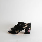 Sandro Black Suede True Love Block Heel Sandals