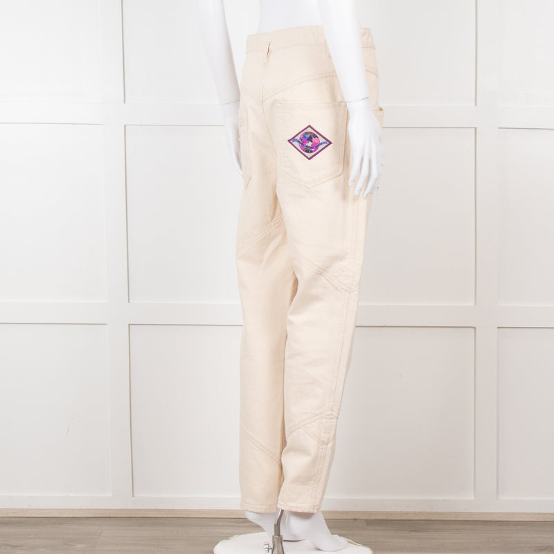 Isabel Marant Cream Embroidered Pocket Detail Jeans