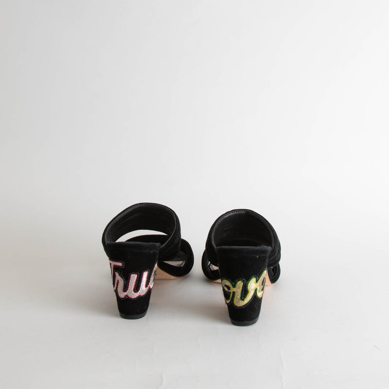 Sandro Black Suede True Love Block Heel Sandals