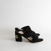 Sandro Black Suede True Love Block Heel Sandals