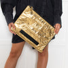 Chanel Gold Crinkle Large 'Femenine Mais Femeniste' Clutch