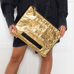 Chanel Gold Crinkle Large 'Femenine Mais Femeniste' Clutch