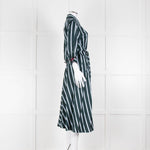 Dorothee Schumacher Green Blue Striped Self Tie Midi Dress