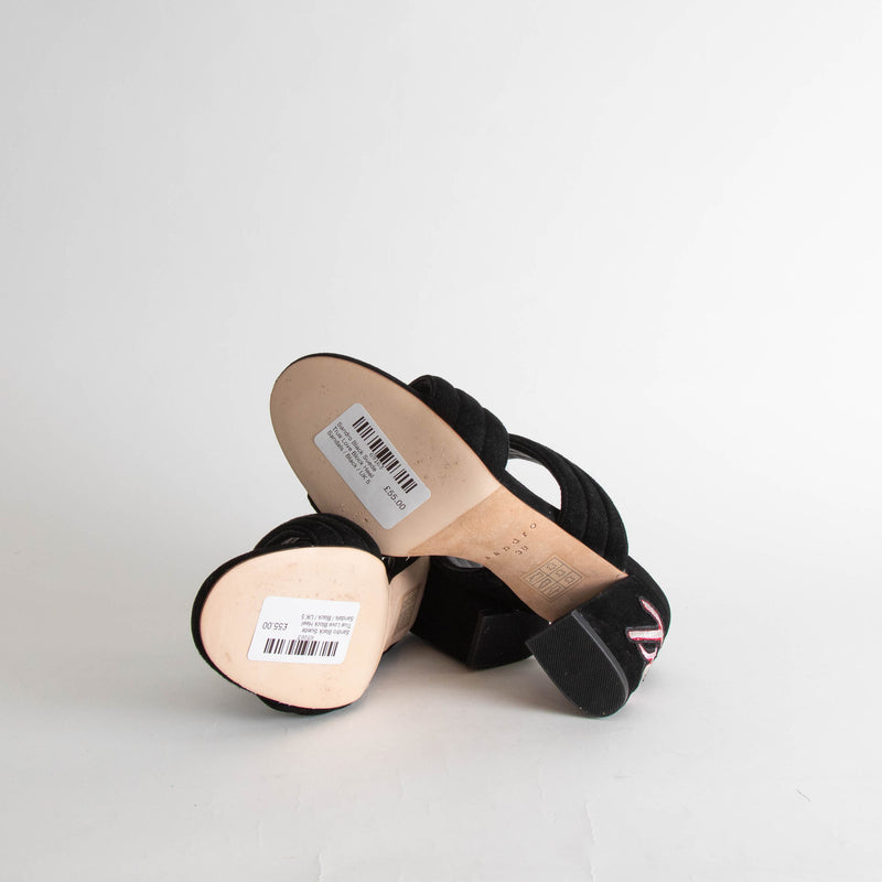 Sandro Black Suede True Love Block Heel Sandals