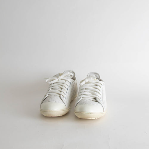 Louis Vuitton White Leather Monogram  Trainers