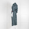 Dorothee Schumacher Green Blue Striped Self Tie Midi Dress