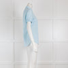 Loro Piana Blue Short Sleeved Blouse with Pleating Details