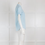 Loro Piana Blue Short Sleeved Blouse with Pleating Details