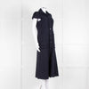 Me + Em Navy Cotton Dress Short Sleeve Dress With Frayed Trim