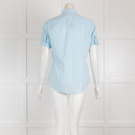 Loro Piana Blue Short Sleeved Blouse with Pleating Details