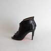 Christian Louboutin Black Leather Peep Toe Ankle Boots