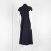 Me + Em Navy Cotton Dress Short Sleeve Dress With Frayed Trim