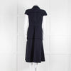 Me + Em Navy Cotton Dress Short Sleeve Dress With Frayed Trim