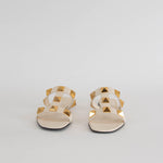 Valentino Garavani Roman Stud Cream Flat Sandals