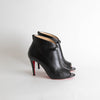 Christian Louboutin Black Leather Peep Toe Ankle Boots