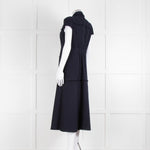 Me + Em Navy Cotton Dress Short Sleeve Dress With Frayed Trim