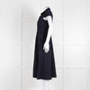 Me + Em Navy Cotton Dress Short Sleeve Dress With Frayed Trim