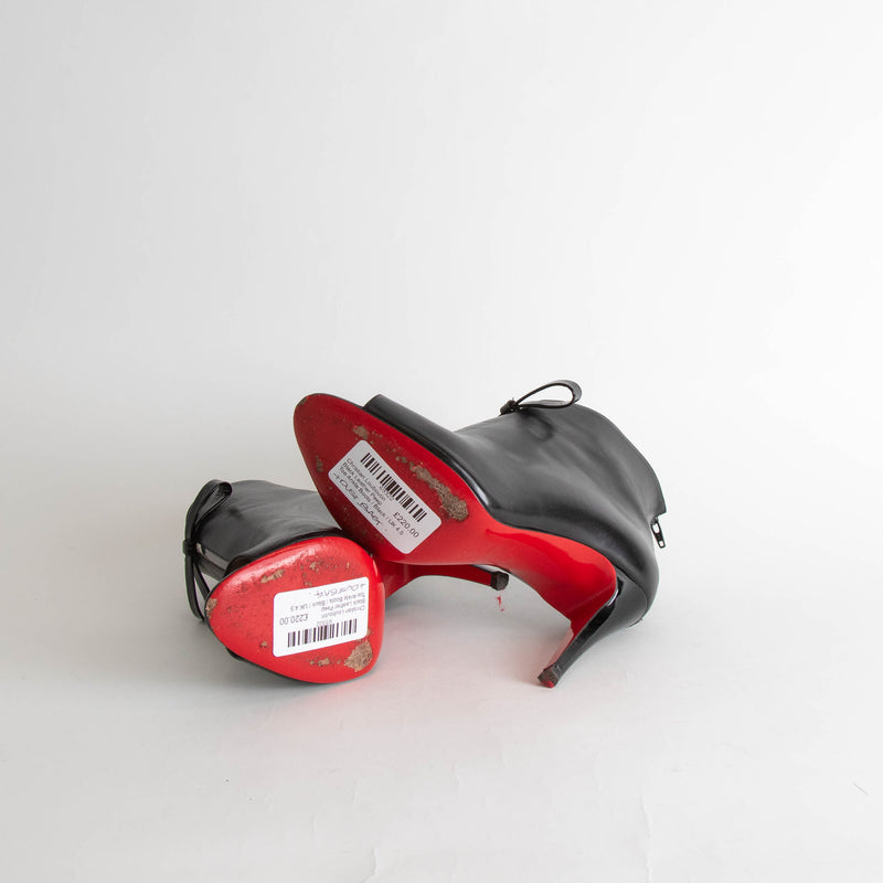Christian Louboutin Black Leather Peep Toe Ankle Boots