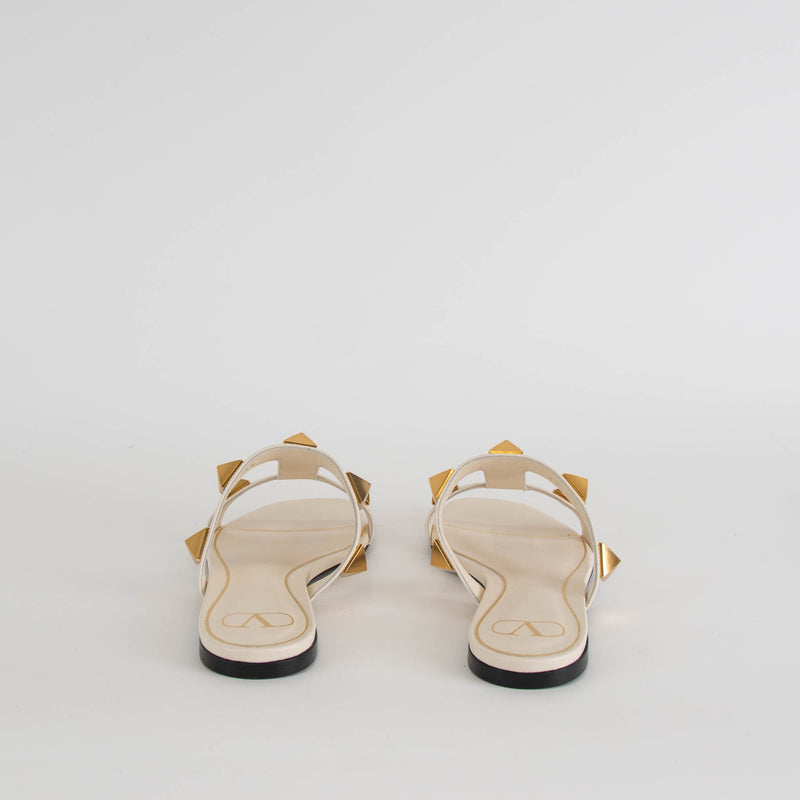 Valentino Garavani Roman Stud Cream Flat Sandals