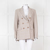 Maje Beige And Blue Houndstooth Double Breasted Blazer