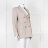 Maje Beige And Blue Houndstooth Double Breasted Blazer