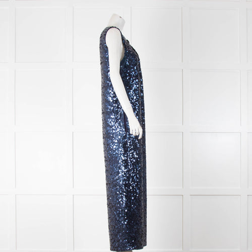 By Malene Birger Navy Sequinned Sleeveless Maxi Dress