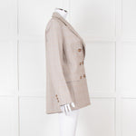 Maje Beige And Blue Houndstooth Double Breasted Blazer