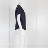 Loro Piana Navy Silk Polka Dot Blouse