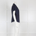 Loro Piana Navy Silk Polka Dot Blouse