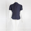 Loro Piana Navy Silk Polka Dot Blouse