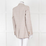 Maje Beige And Blue Houndstooth Double Breasted Blazer
