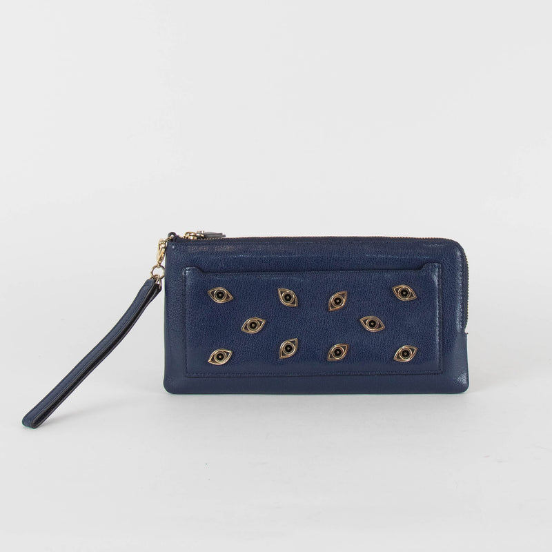 Diane Von Furstenberg Navy Mystical Eye Clutch Bag