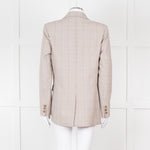 Maje Beige And Blue Houndstooth Double Breasted Blazer