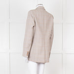 Maje Beige And Blue Houndstooth Double Breasted Blazer