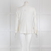 Loro Piana Cream Double Breasted Knit Blazer with Grey Stripes