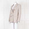 Maje Beige And Blue Houndstooth Double Breasted Blazer