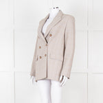 Maje Beige And Blue Houndstooth Double Breasted Blazer